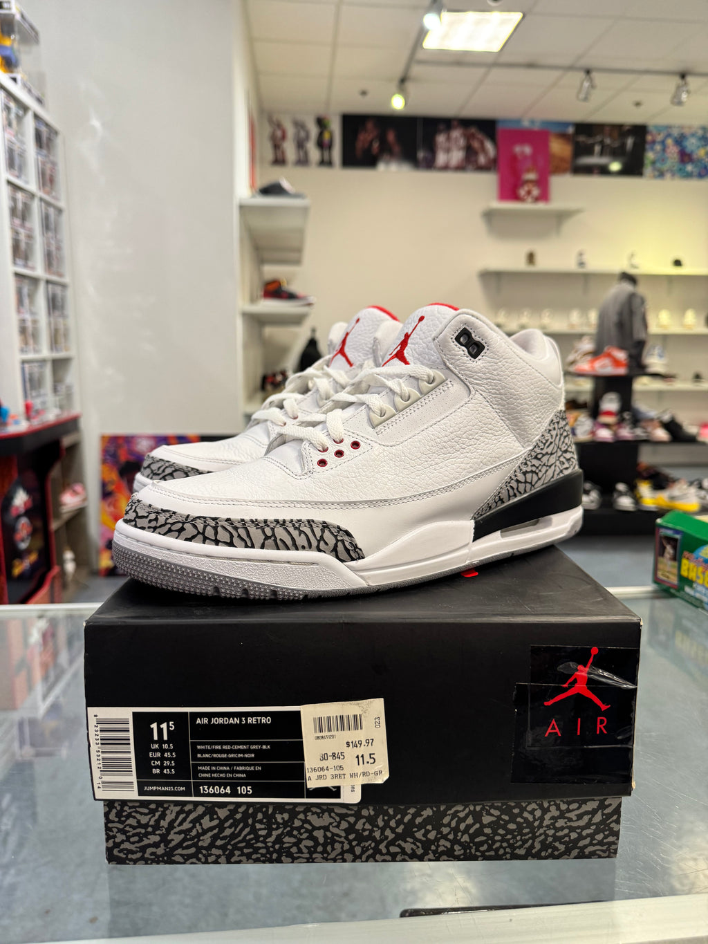 Preowned Jordan 3 Retro White Cement 2011 Pair