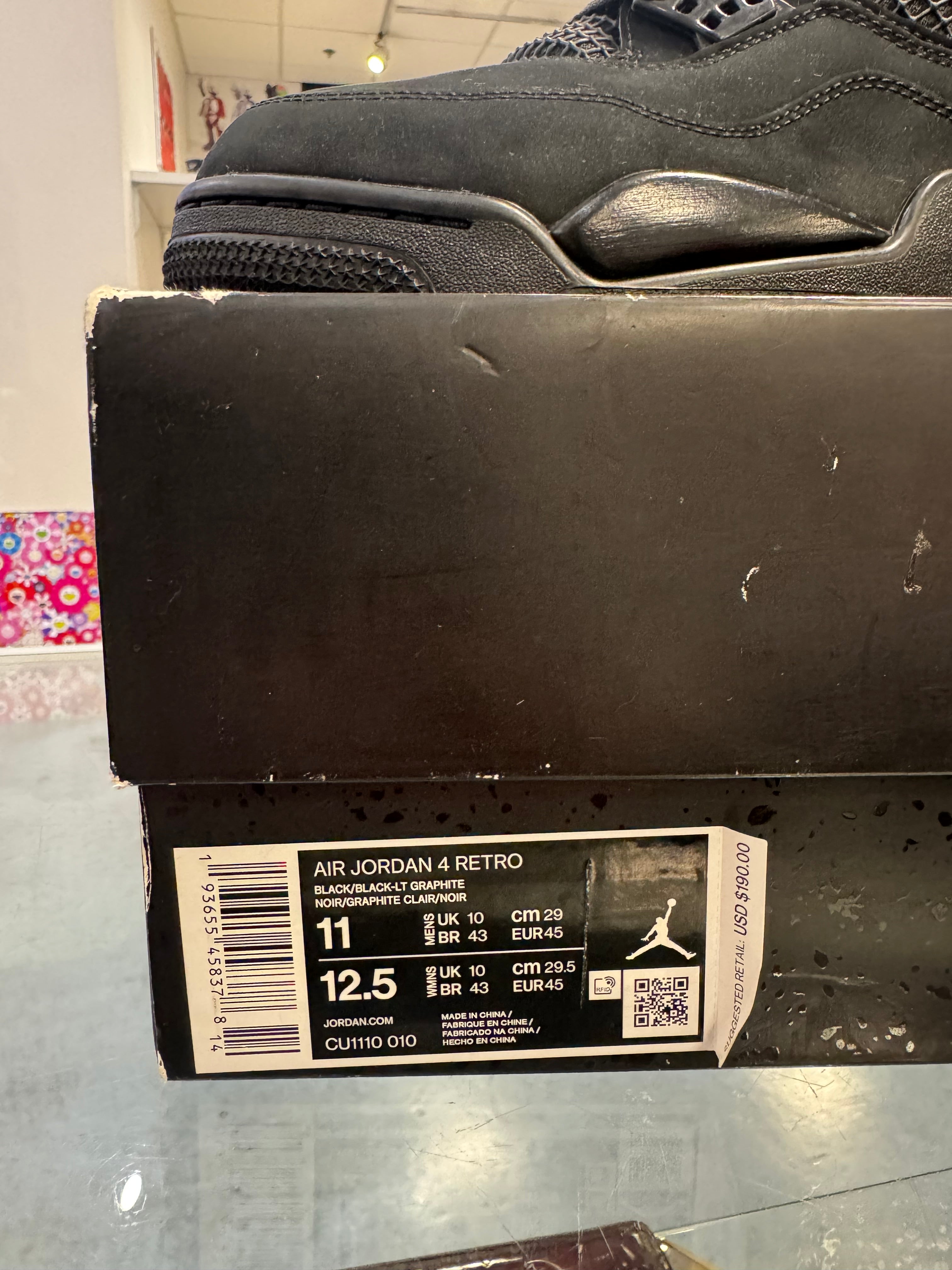 Preowned 2020 Jordan 4 Retro Black Cat