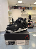 Preowned Black Canvas Jordan 4