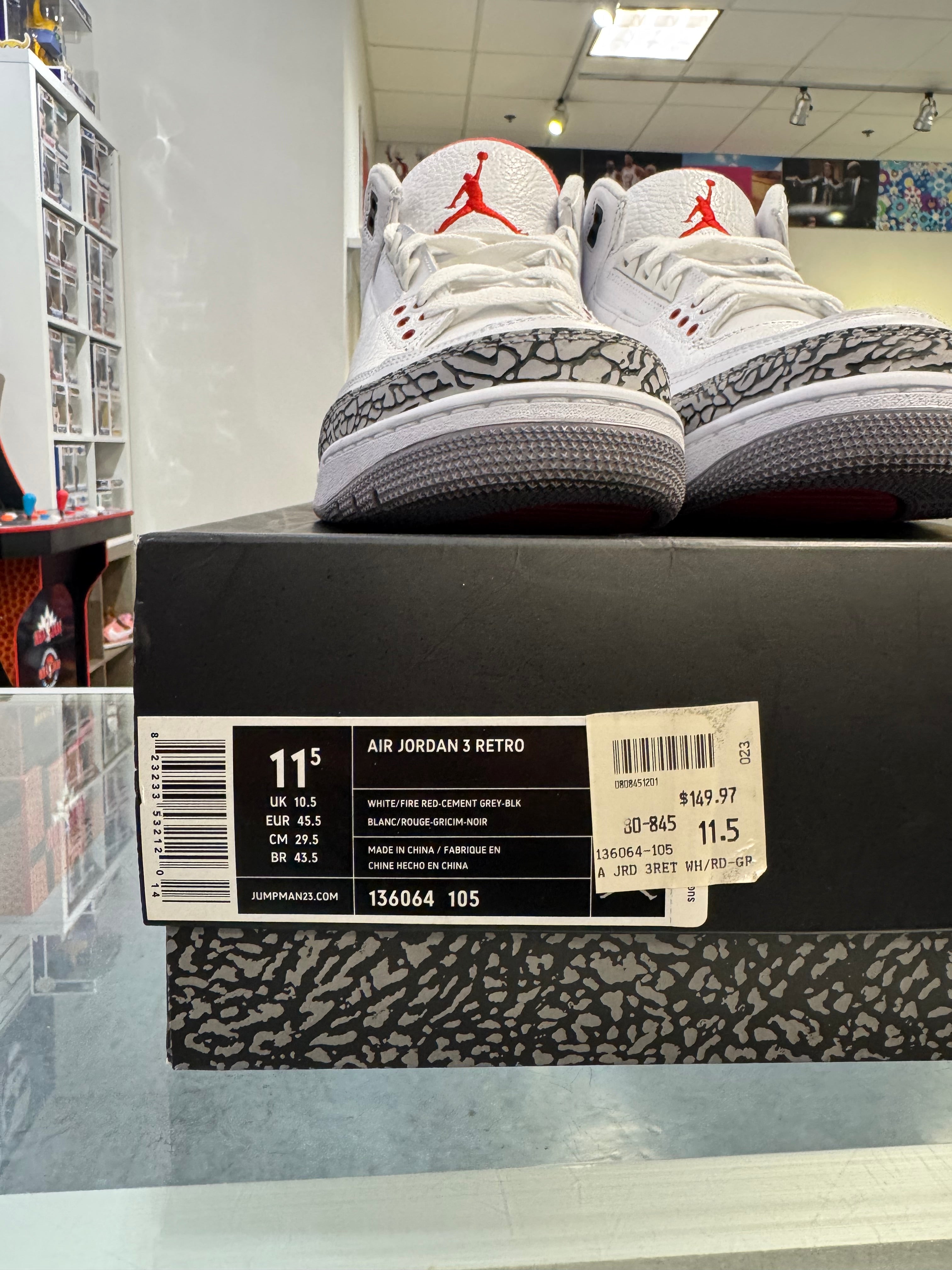 Preowned Jordan 3 Retro White Cement 2011 Pair