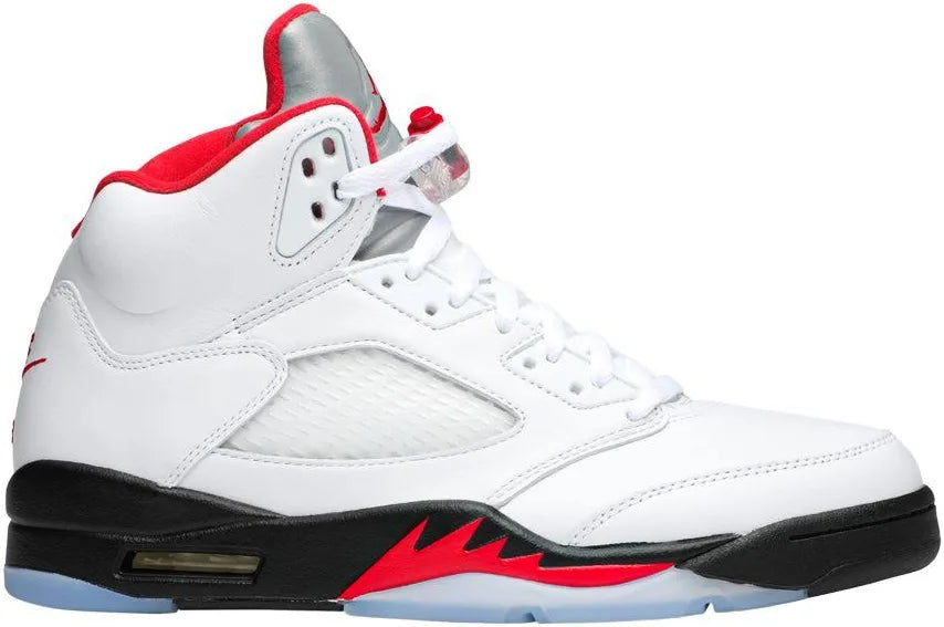 Jordan 5 Retro Fire Red Silver Tongue 2020 Pair