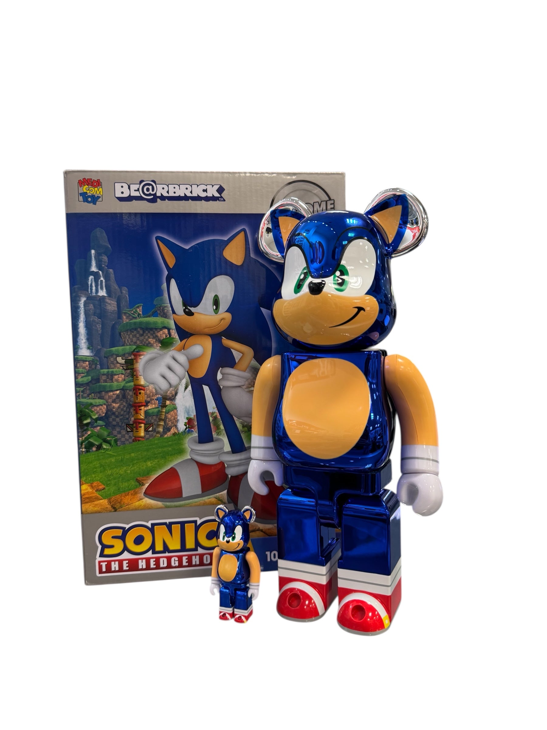 Chrome Sonic The Hedgehog BearBrick 400% & 100%
