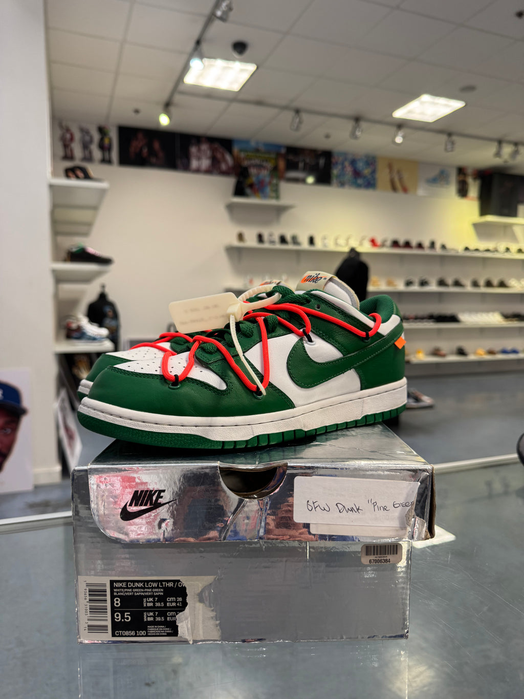 Preowned Nike Dunk Low Off-White Pine Green