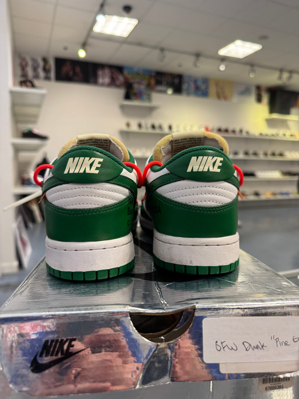 Preowned Nike Dunk Low Off-White Pine Green
